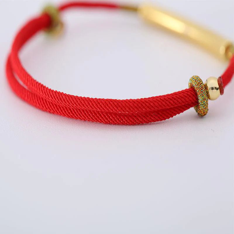 Pulseira Tibetana Mani Vermelho e Dourada - Aurha