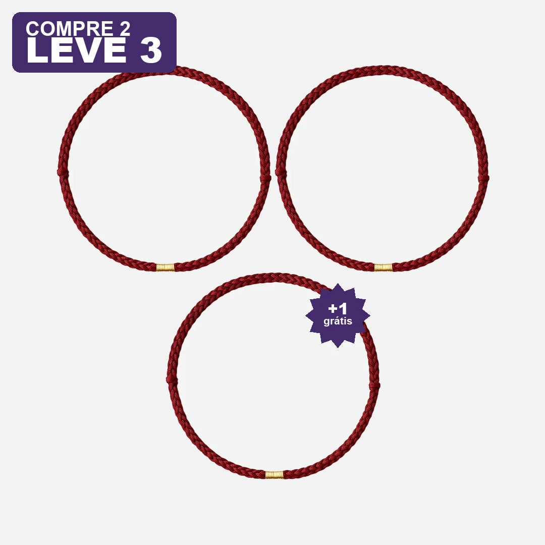 Pulseira Trançada com Contas Douradas da Sorte — oferta leve 3 pague 2