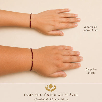 Pulseira Trançada com Contas Douradas da Sorte — guia de tamanho