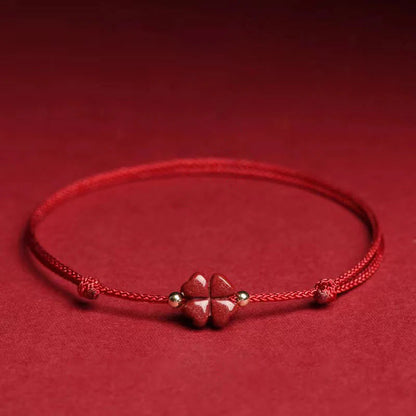 Pulseira Trevo da Sorte em Cinábrio — foto principal