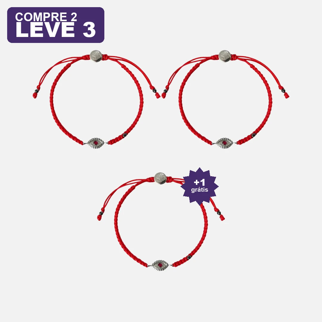 Pulseira Vermelha Contra Ansiedade e Mau-Olhado Prateada — oferta leve 3 pague 2