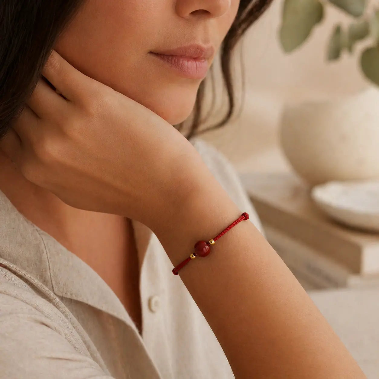 Pulseira Vermelha da Concentração — no pulso