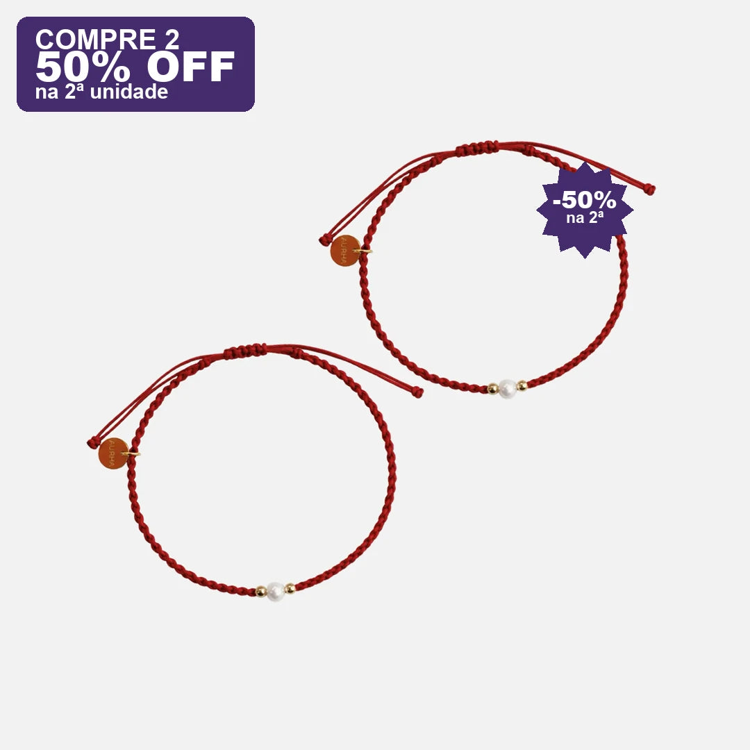 Pulseira Vermelha da Cura Contas de Pérolas — oferta compre 2 · 50% OFF na 2ª