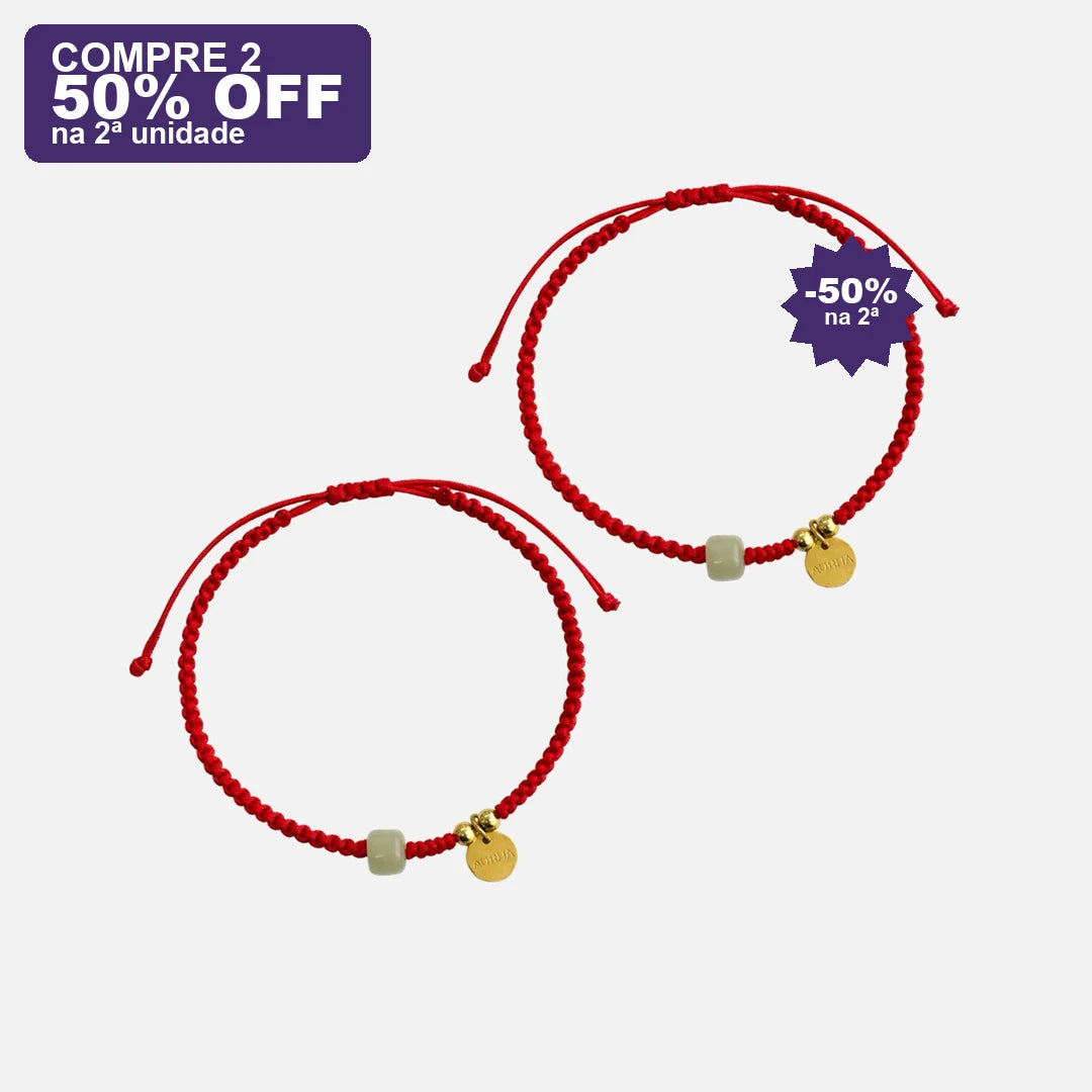 Pulseira Vermelha da Riqueza com Jade Hetian — oferta compre 2 · 50% OFF na 2ª