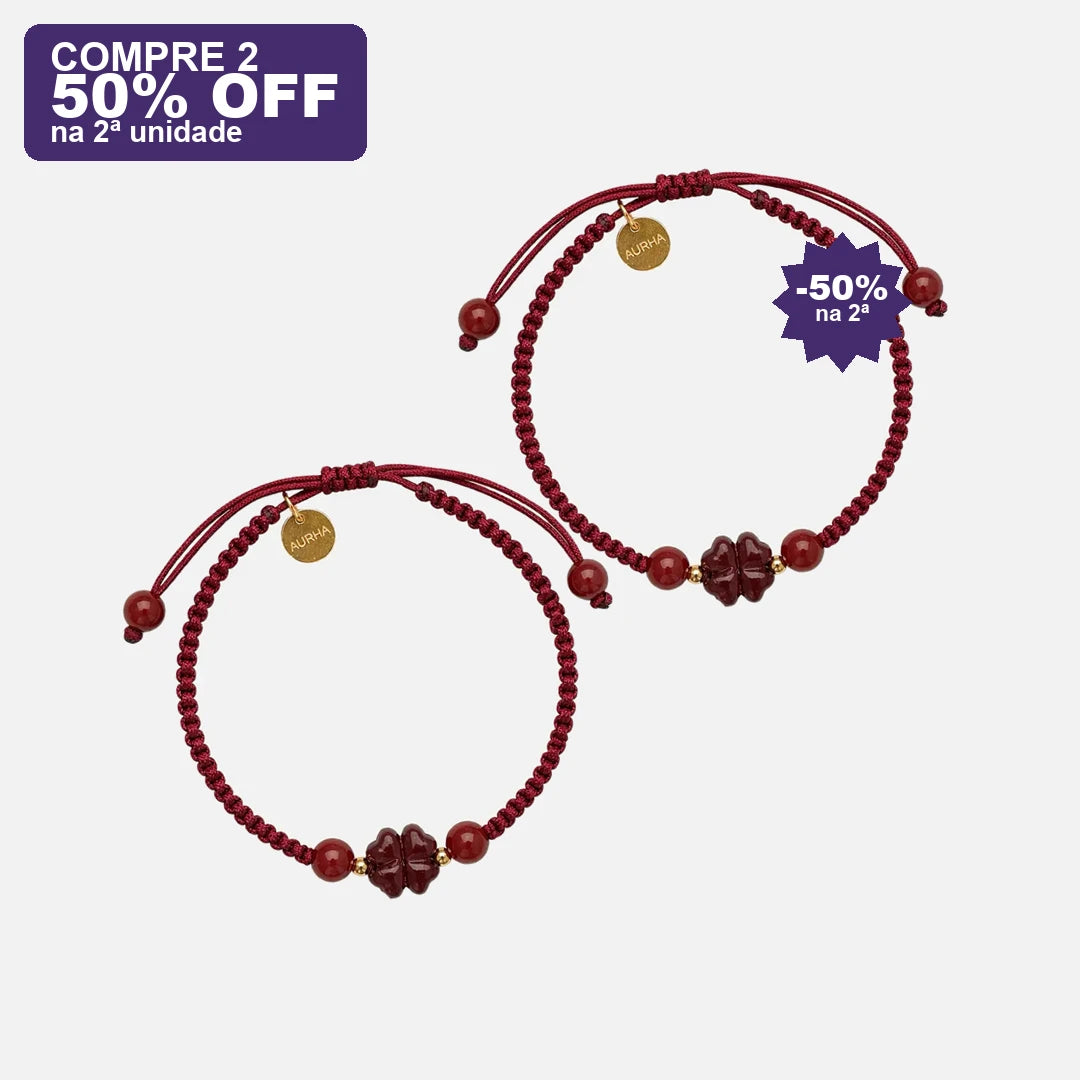 Pulseira Vermelha das Bênçãos em Trevo de Quatro Folhas — oferta compre 2 · 50% OFF na 2ª