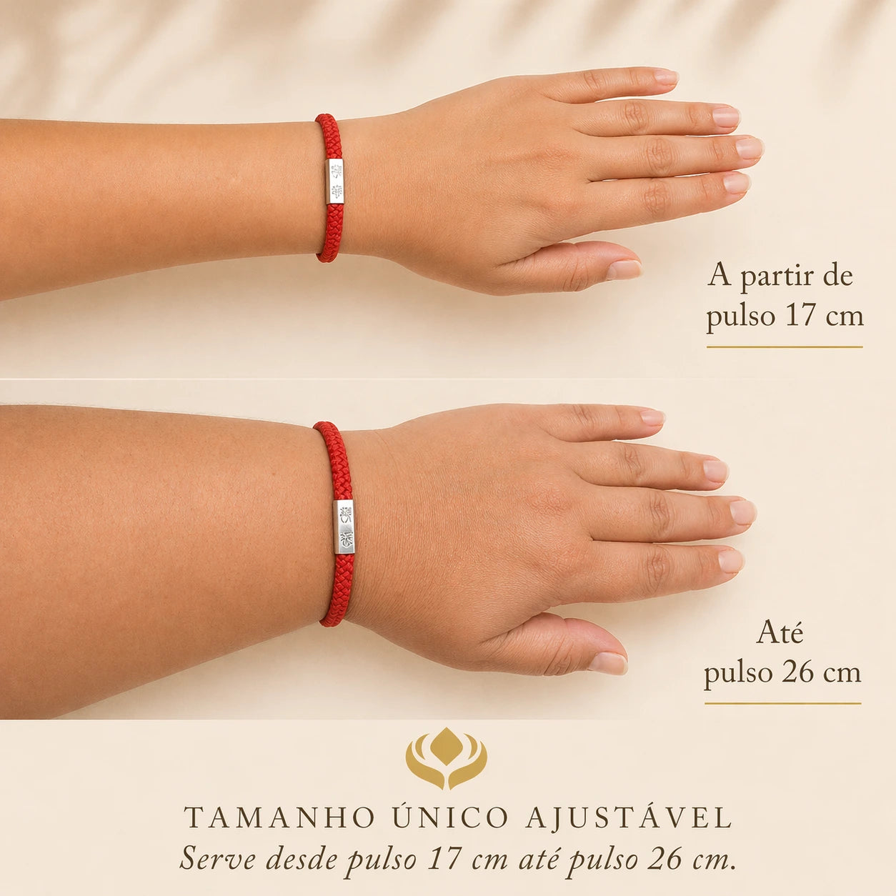 Pulseira Vermelha do Guardião Sagrado — guia de tamanho