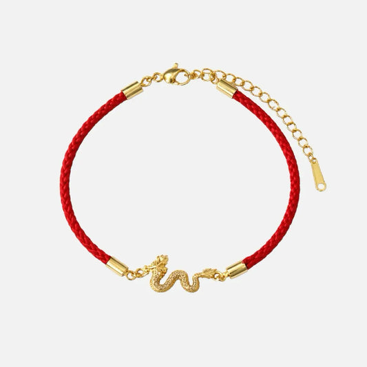 Pulseira Vermelha Dragão Dourado da Prosperidade