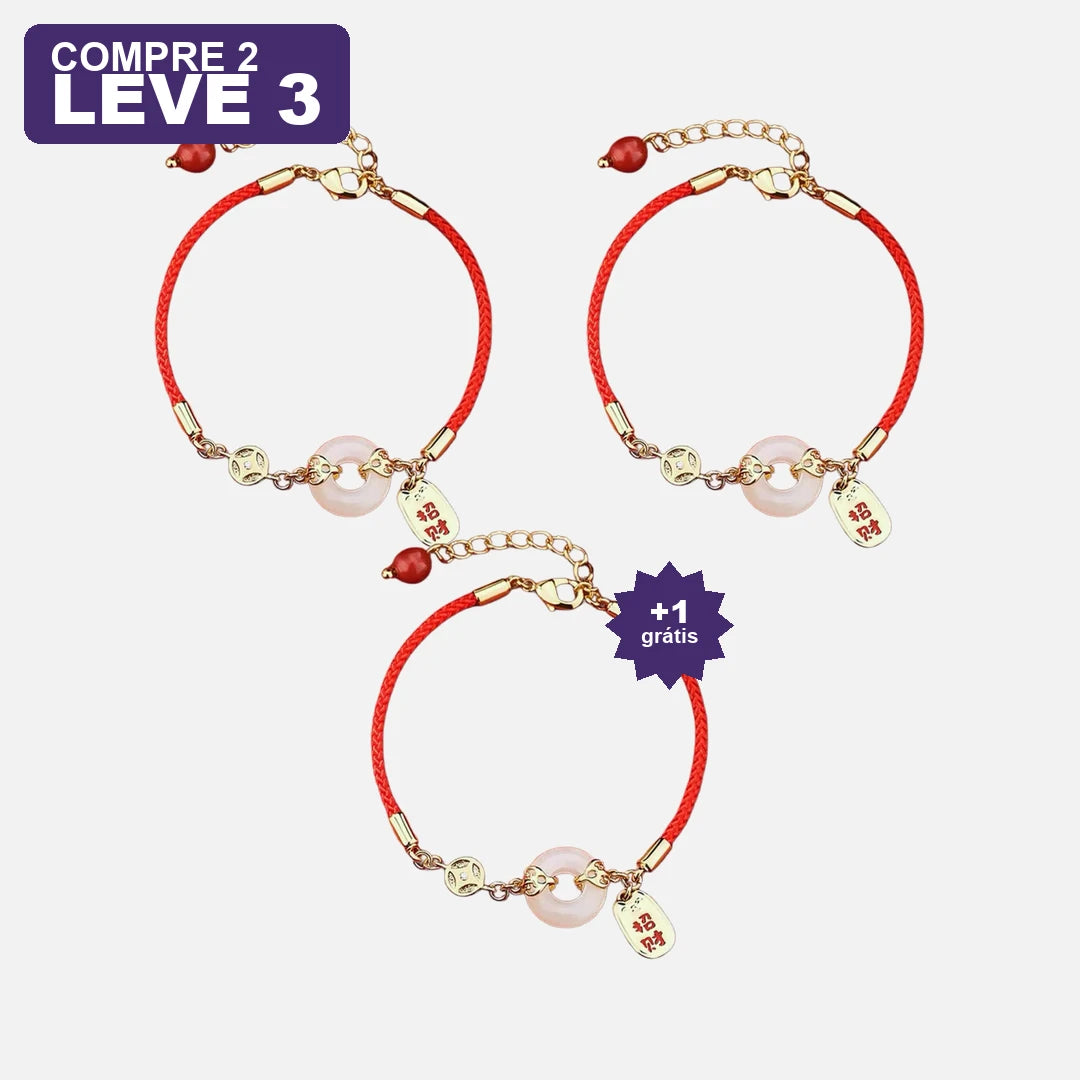 Pulseira Vermelha Fivela da Paz e Fortuna — oferta leve 3 pague 2