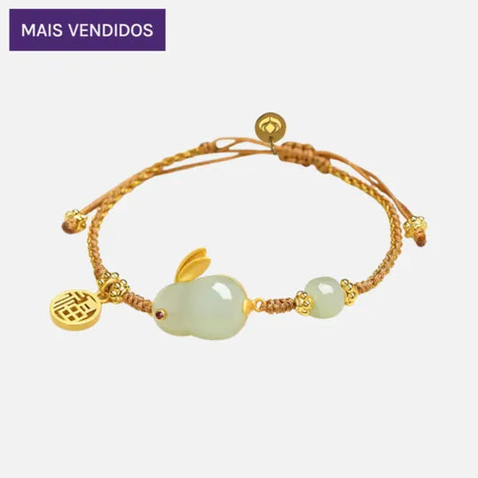 Pulseira Coelho da Felicidade em Jade