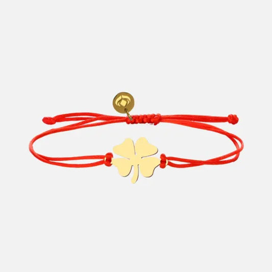 Pulseira Vermelha da Sorte em Trevo de 4 Folhas