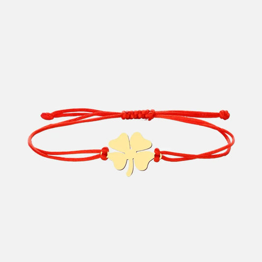 Pulseira Vermelha da Sorte em Trevo de 4 Folhas