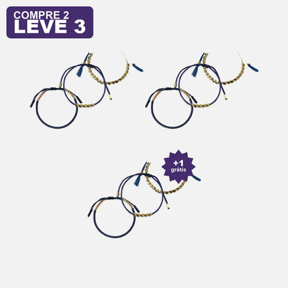 Pulseiras Budistas Da Tripla Proteção Azul — extra