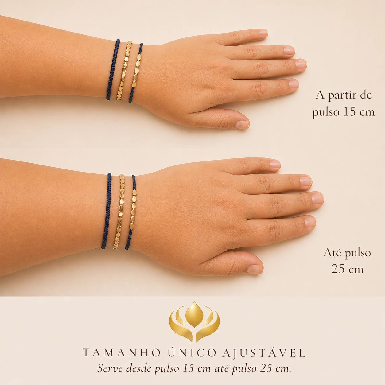 Pulseiras Budistas Da Tripla Proteção Azul — guia de tamanho