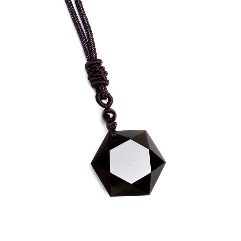 Colar De Obsidiana Hexagonal